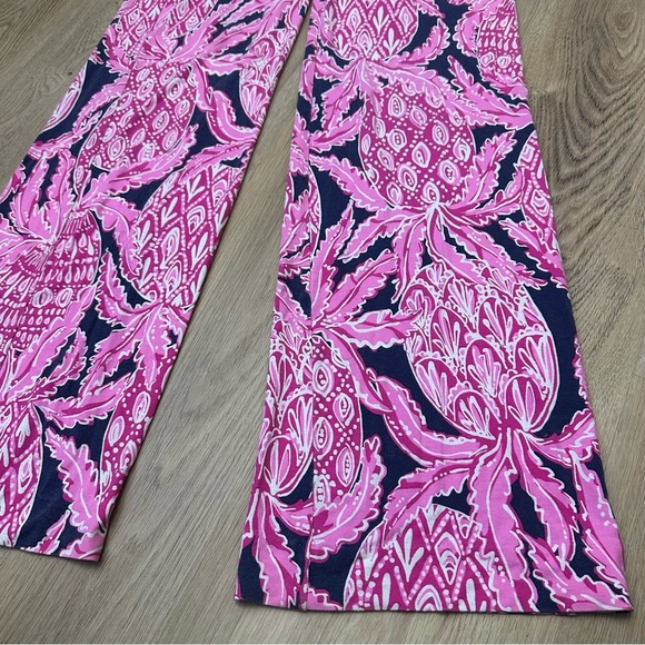 Lilly Pulitzer Pink and Blue Floral Stretchy Pants - Picture 5 of 6